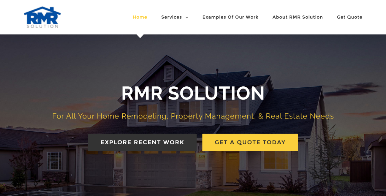 RMR Solution homepage screenshot